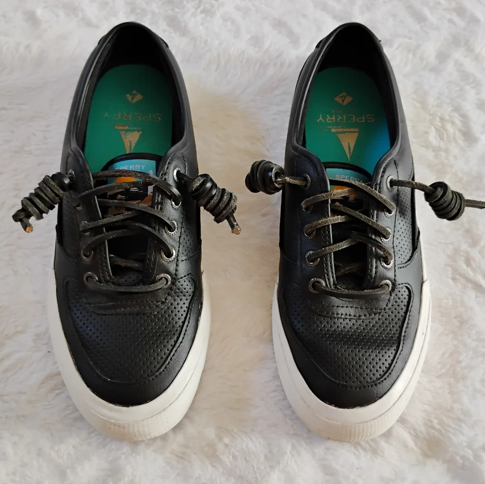 Sperry Top Sider Black Leather Sneakers
